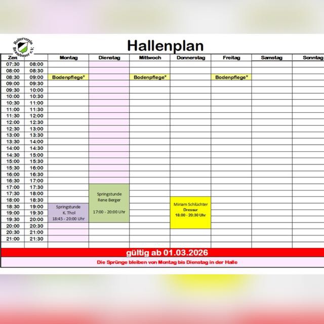 Hallenbelegungsplan
