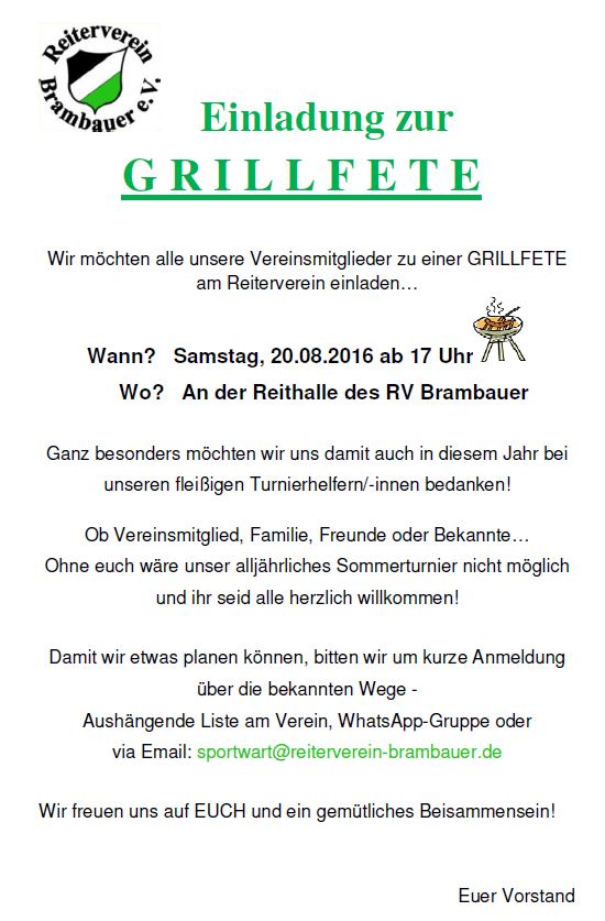 Grillfete am 20.08.2016