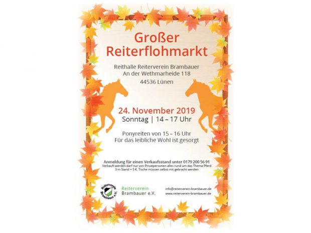 Reiterflohmarkt am 24.11.2019 von 14:00 – 17:00 Uhr